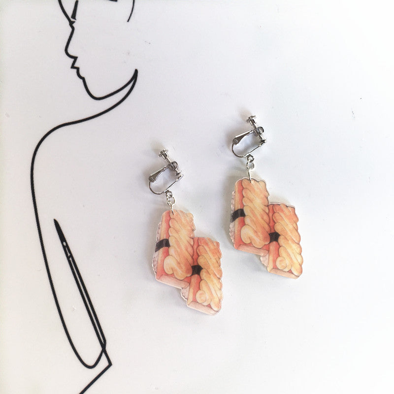 Cartoon Geometric Acrylic Sushi Donut Earrings