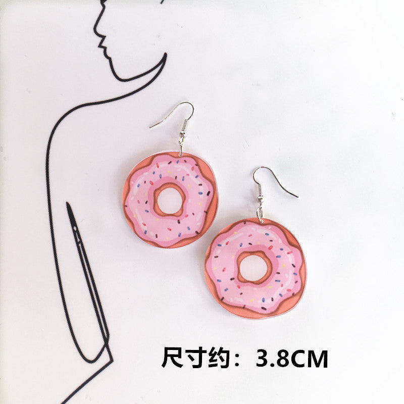 Cartoon Geometric Acrylic Sushi Donut Earrings