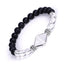 Amethyst and White Crystal Pyramid Cut Matte Black Agate Bracelet