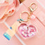 Cute Heart Acrylic Women's Bag Pendant Keychain with Glitter Liquid Sand