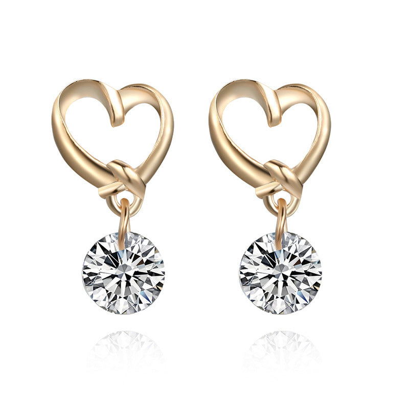 Fashion Alloy Heart-shaped Imitated Crystal Earrings NHPF147241