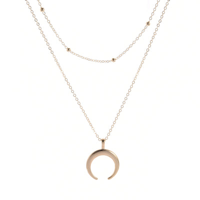 Geometric Crescent Alloy Pendant Necklace for Women