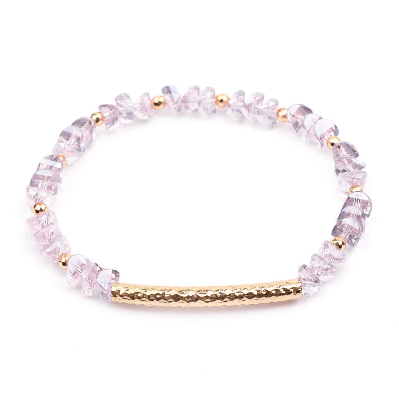 Geometric Crystal Beaded Bracelet with Gold Tone Accents