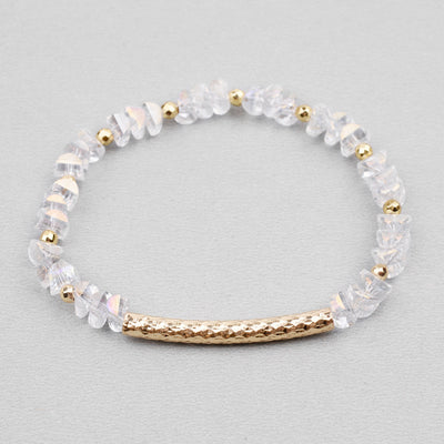 Geometric Crystal Beaded Bracelet with Gold Tone Accents