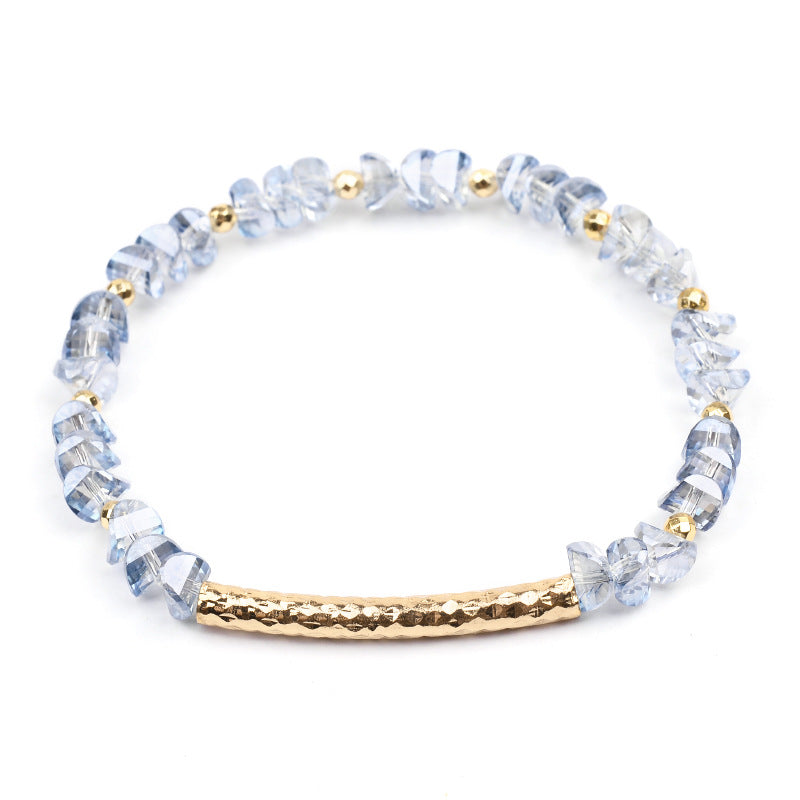 Geometric Crystal Beaded Bracelet with Gold Tone Accents