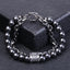 Geometric Natural Stone Beaded Bracelet with Stainless Steel Chain for Men