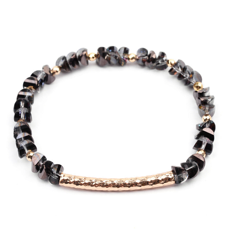 Geometric Crystal Beaded Bracelet with Gold Tone Accents