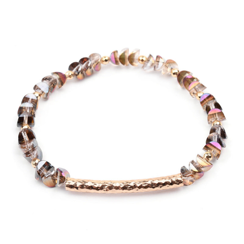 Geometric Crystal Beaded Bracelet with Gold Tone Accents