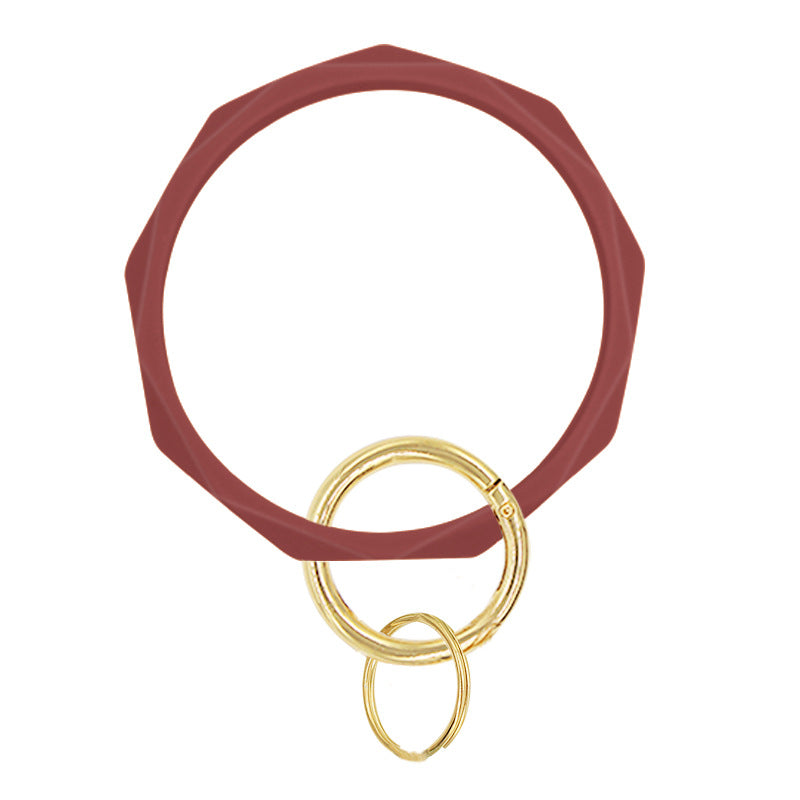 Simple Style Solid Color Silicone Bangle Keychain for Women