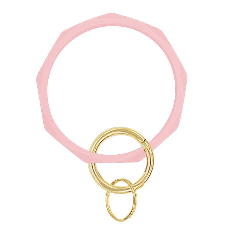 Simple Style Solid Color Silicone Bangle Keychain for Women