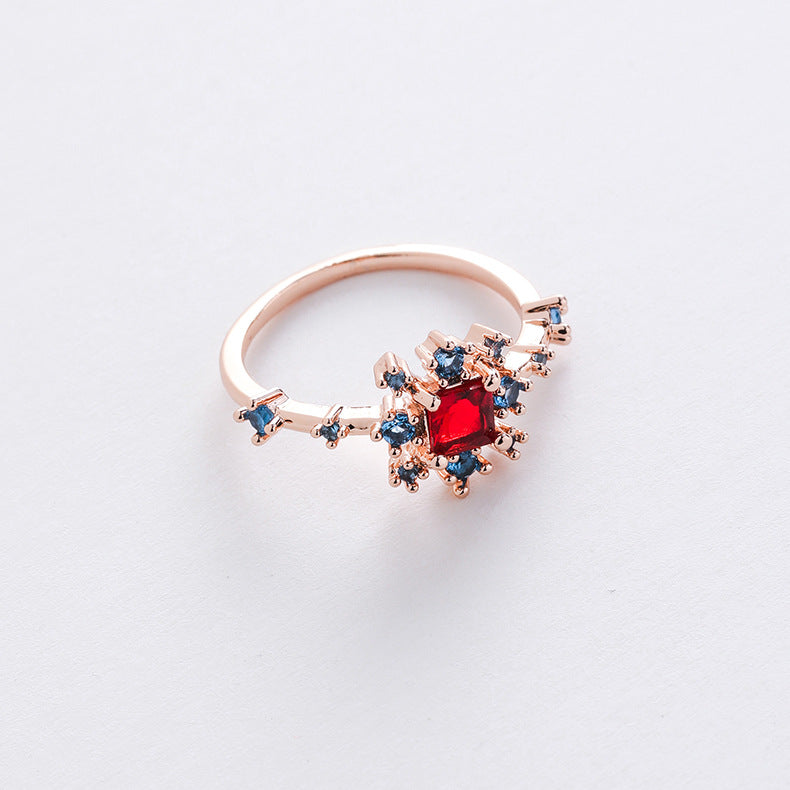 Korean New Micro-inlaid Crystal Zircon Ring