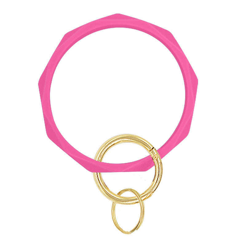 Simple Style Solid Color Silicone Bangle Keychain for Women