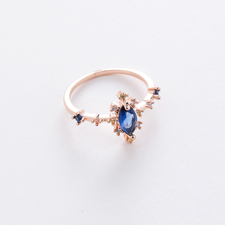 Korean Micro-inlaid Crystal Zircon Flower Ring