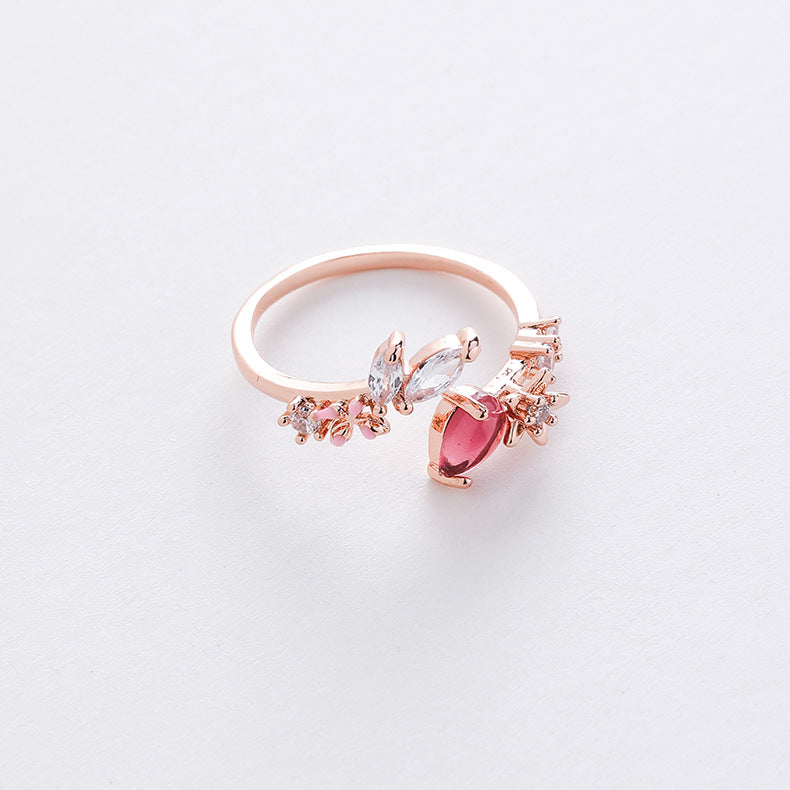 Korean Micro-inlaid Crystal Zircon Flower Ring