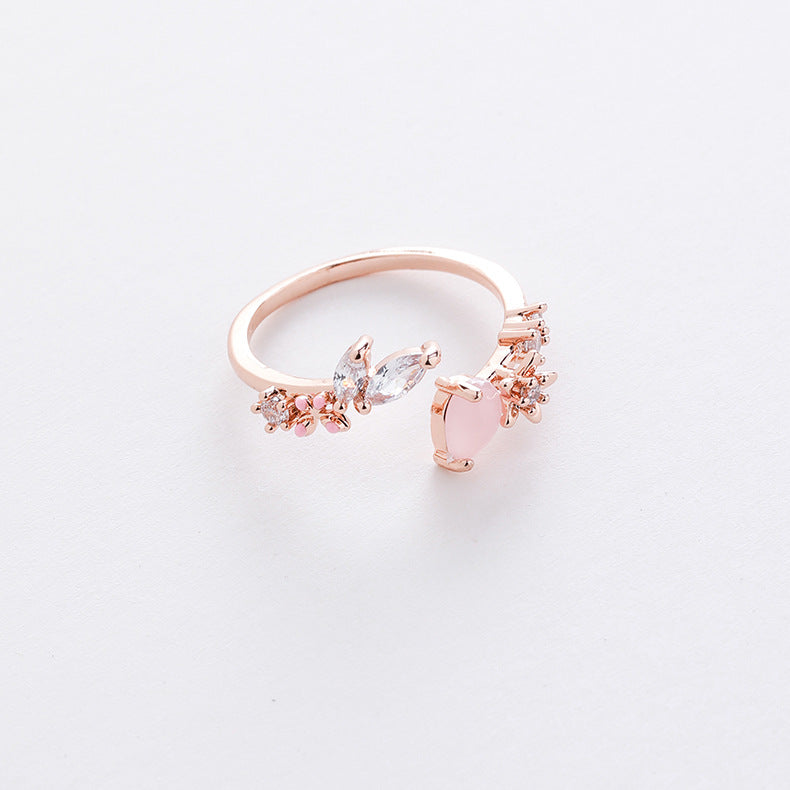 Korean Micro-inlaid Crystal Zircon Flower Ring