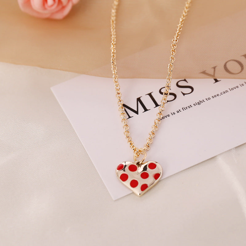 Heart & Red Chili Lips 18K Gold Plated Necklace for Women