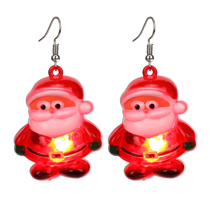 Fashion Christmas Tree Santa Claus Light-Up Drop Earrings for Women