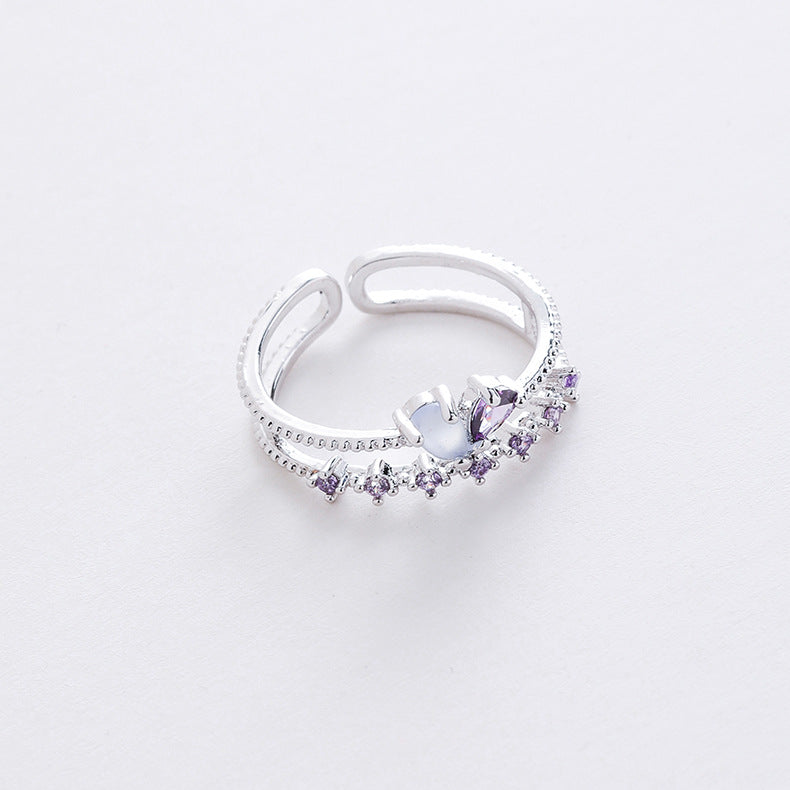 Korean New Micro-inlaid Crystal Zircon Ring