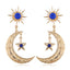 Star and Moon Alloy Diamond Drop Earrings for Women