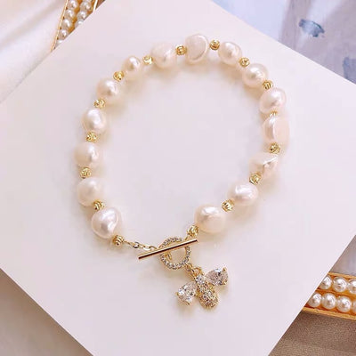 Golden Freshwater Pearl Bee Bracelet