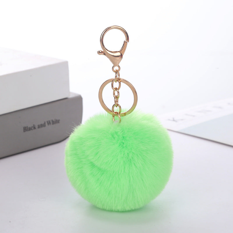 Cute Solid Color Faux Fur Pom Pom Keychain Accessory