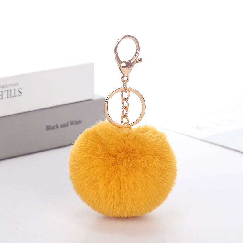 Cute Solid Color Faux Fur Pom Pom Keychain Accessory