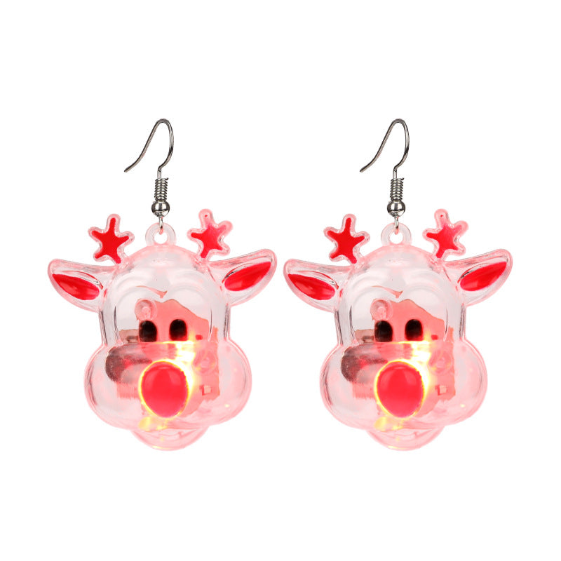 Fashion Christmas Tree Santa Claus Light-Up Drop Earrings for Women