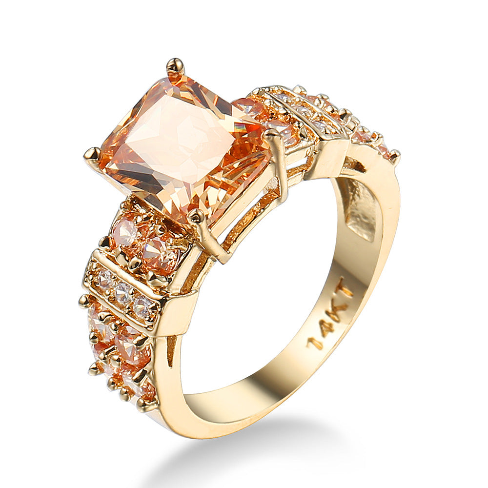 Fashion Geometric Zircon Plated Copper Ring - Colorful Punk Style Jewelry