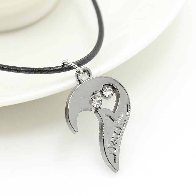 Korean Fashion Titanium Steel Love Heart and Wolf Fang Couple Necklace