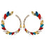 Vintage Colorful Rhinestone Hoop Earrings Set for Women