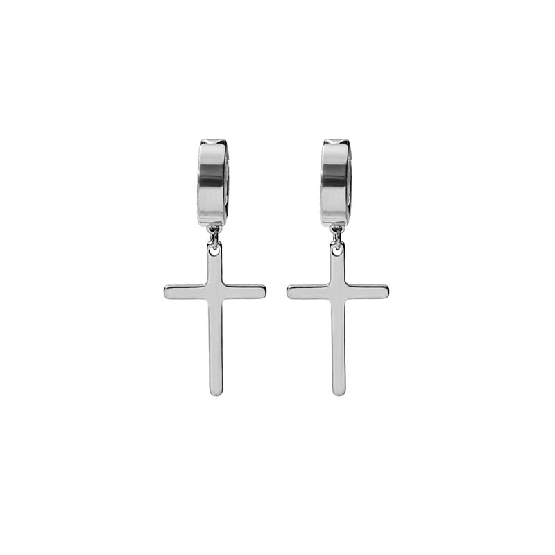 1 Pair Minimalist Cross Stainless Steel Gold Plated Clip-On Earrings