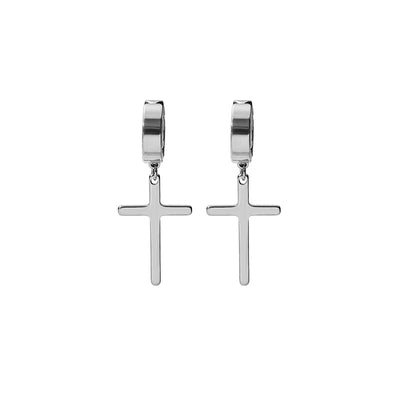 1 Pair Minimalist Cross Stainless Steel Gold Plated Clip-On Earrings