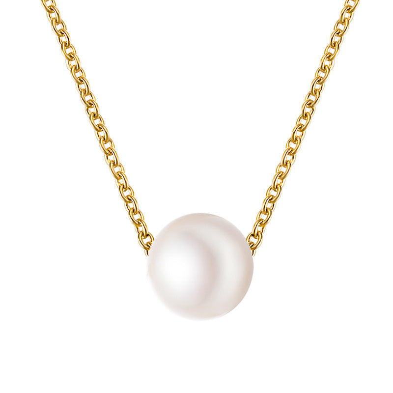 Simple Pearl Ball Short Necklace Korean Star Clavicle Chain