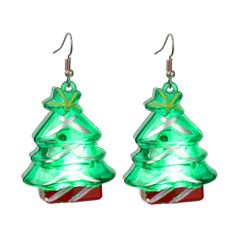 Fashion Christmas Tree Santa Claus Light-Up Drop Earrings for Women