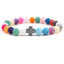 Weathered Agate Stone Bead Dumbbell Cross Elastic Bracelet