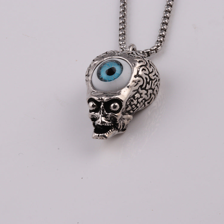 Men's Retro Skull Demon Eye Pendant Necklace