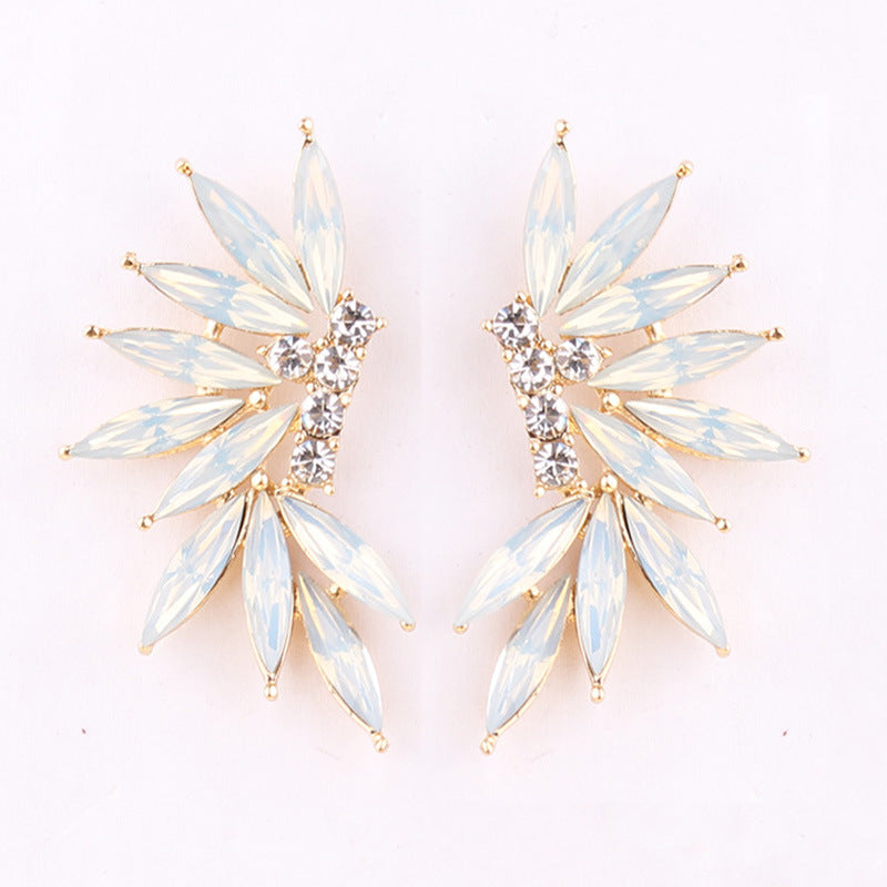 1 Pair Glam Wings Alloy Plating Resin Rhinestones Women'S Drop Earrings
