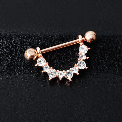 Fashion U-Shaped Diamond Titanium Steel Nipple Ring