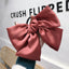 Elegant Oversized Bow Satin Chiffon Hair Tie Elastic Band for Women