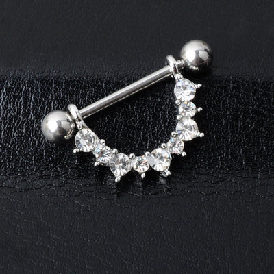 Fashion U-Shaped Diamond Titanium Steel Nipple Ring