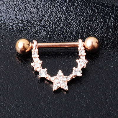 Fashion Star Shaped Inlaid Zircon Alloy Piercing Jewelry Nipple Ring