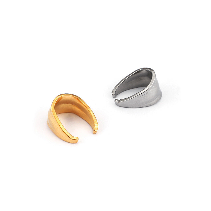 "Geometric Stainless Steel Jewelry Accessories - Melon Seed Striped Buckle Pendant & DIY Bracelet Components"