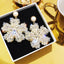 1 Pair Elegant Crystal Flower & Butterfly Bow Knot Earrings with Alloy Inlay and Artificial Pearls for Women