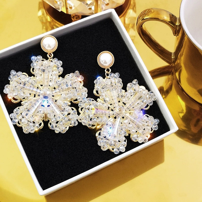 1 Pair Fashion Flower Butterfly Bow Knot Alloy Inlay Artificial Pearls Rhinestones Shell Women'S Earrings