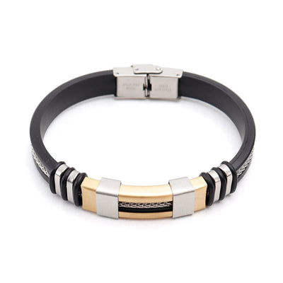 Exaggerated Punk Titanium Steel Bangle Bracelet in Gold and Black