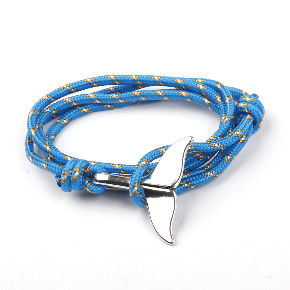 Silver Fish Tail Anchor Style Layered Unisex Bracelet