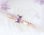 Simple Square Sterling Silver Crystal Inlay Ring - 14k Gold Plated Purple Gemstone Design