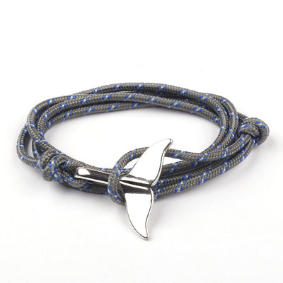 Silver Fish Tail Anchor Style Layered Unisex Bracelet