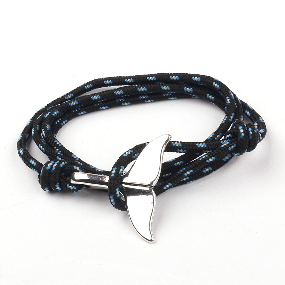 Silver Fish Tail Anchor Style Layered Unisex Bracelet