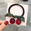 Women's Elegant Artistic Cherry Acrylic Hair Tie and Leather Ponytail Holder